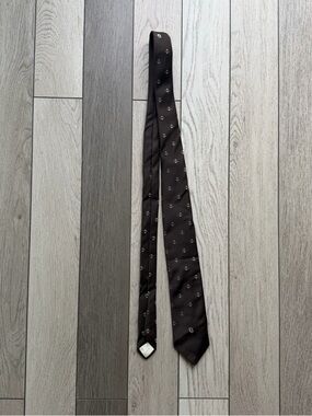 Christian Dior Men's Dark Brown Tie with Subtle Motif